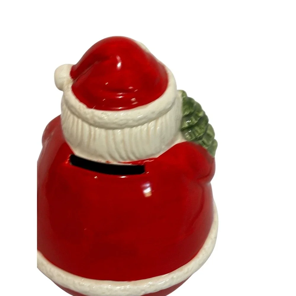 Vintage Ceramic Santa Claus Coin Penny Bank Christmas Teddy Festive Holiday cute